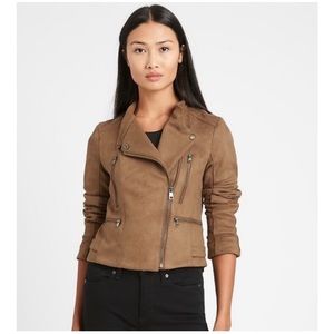 Banana Republic Vegan Suede Quilted Moto Jacket